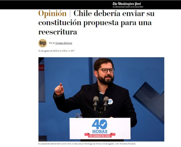 «Chile debería reescribir la nueva Constitución»: Washington Post