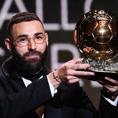 Karim Benzema del Real Madrid gana el Balón de Oro 2022