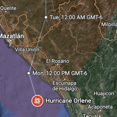 Huracán Orlene se fortalece frente a la costa del Pacífico de México