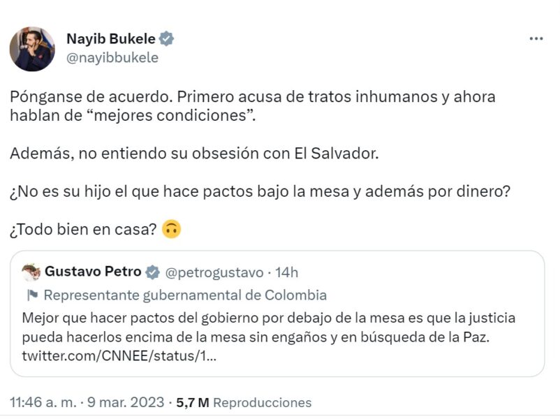 Gustavo Petro y Nayib Bukele se «pelean» en redes sociales