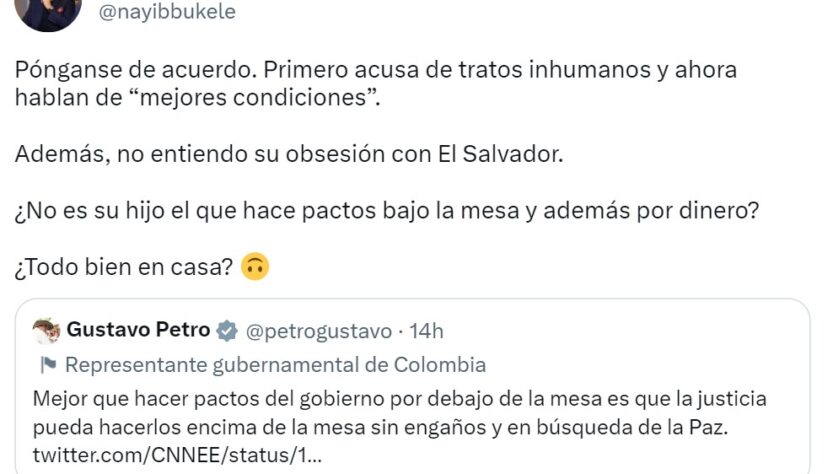 Gustavo Petro y Nayib Bukele se «pelean» en redes sociales